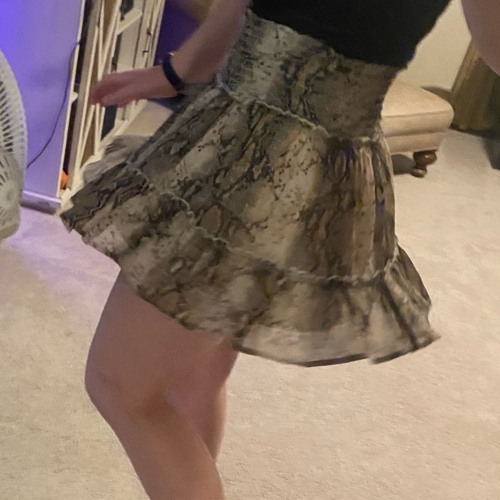 Altar'd State Black and Gray Ruffled Skater Mini Skirt